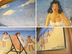 A Charismatic Original Oil on Canvas: Beach Scene by Ernest Forbes (1877-1962), RBA.