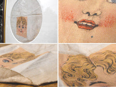 A Fun Framed & Glazed Cut Cloth Dean's Rag Book Betty Blue Doll's Head