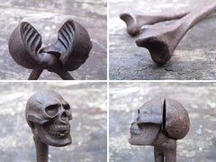 A Fiendish Pair of Late 19thC Cast Iron Nut Crackers in The Form of a Skull & Bones