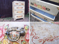 A Beautiful 19th Century Floral Painted Pine Chest of Drawers