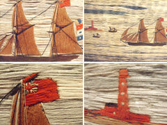 A Charming 19thC Sailor's Woolwork Picture Of A Two Masted Ship
