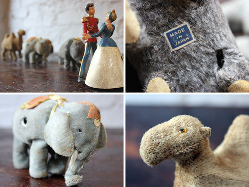 A Charming Group of Four Clockwork Toys to Include a Japanese Camel, Elephant, Bear & British Prince Charming