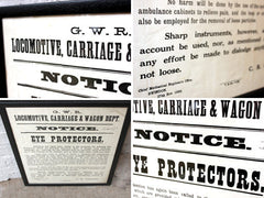 A Framed & Glazed Great Western Railway Locomotive Carriage & Wagon Department Poster on the use of Eye Protectors c.1922