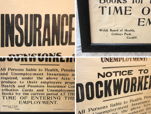 A Framed & Glazed National Insurance Acts Poster; A Notice to Dockworkers c.1938