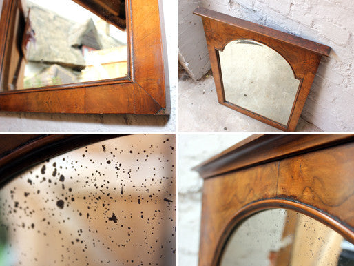A Good Quality 19thC Figured Walnut Wall Mirror