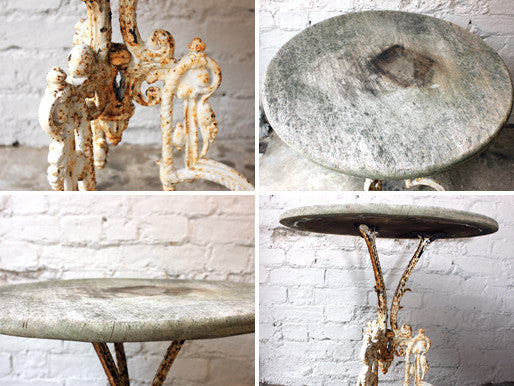 A Cracking 19thC White Painted Cast Iron & Pine Table