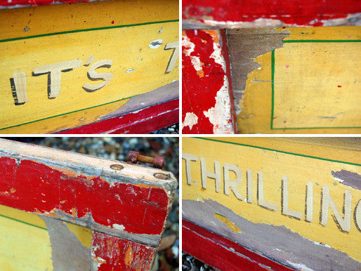 A Fantastic Mid 20thC Hand Painted "Its Thrilling" Fairground Panel Sign