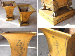 A Decorative Pair of Classically Painted 19thC French Toleware Jardinières