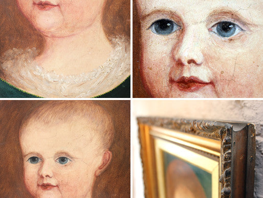 A Fine Early 19thC English Naïve School Portrait of an Infant c.1830