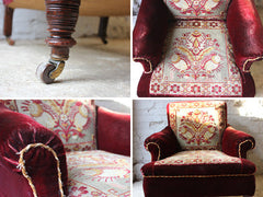 A Comfy Late 19thC Carpet Moquette Upholstered Armchair
