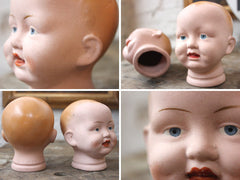 A Good Pair of Early 20thC Bisque Baby Doll Heads by The Diamond Pottery Co.