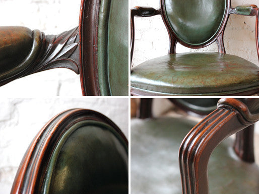A Fantastic George III Country House Mahogany & Leather Elbow Chair c.1810
