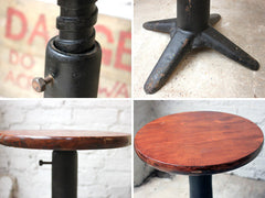 A Good Adjustable Singer c.1930 Cast Iron & Pine Machinists Stool