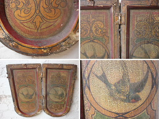 A Fantastic Pair of Hand Painted Fairground Centre Dropper Panels Attributed to W.H.Halstead c.1885