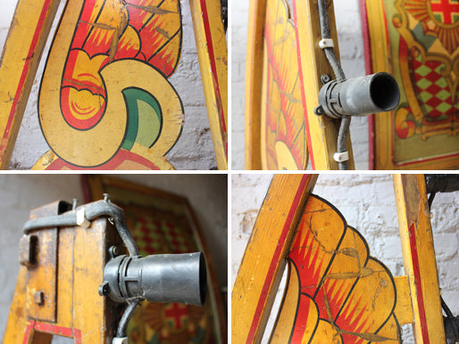 A Fantastic c.1950 Hand Painted Fairground Hoopla Stall Lighting Canopy Bracket Attributed to Fred Fowle