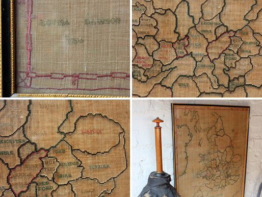 A Charming George III Needlework Map Sampler c.1790