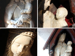 A c.1837 Ecclesiastical Plaster Model of the Madonna & Child in Niche Pine Stand
