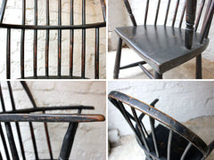 A Fine Black Painted Cornish Stick-Back Windsor Armchair c.1810