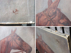 A Good Oil on Canvas Study of a Horse's Head, Dated 1912
