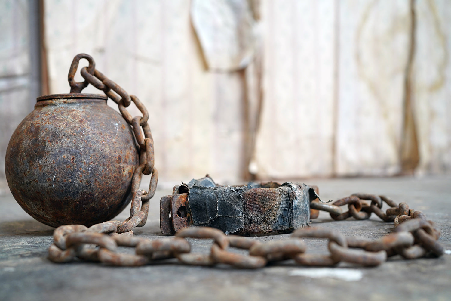 A c.1900 Convicts Iron Ball & Chain with Ankle Shackle
