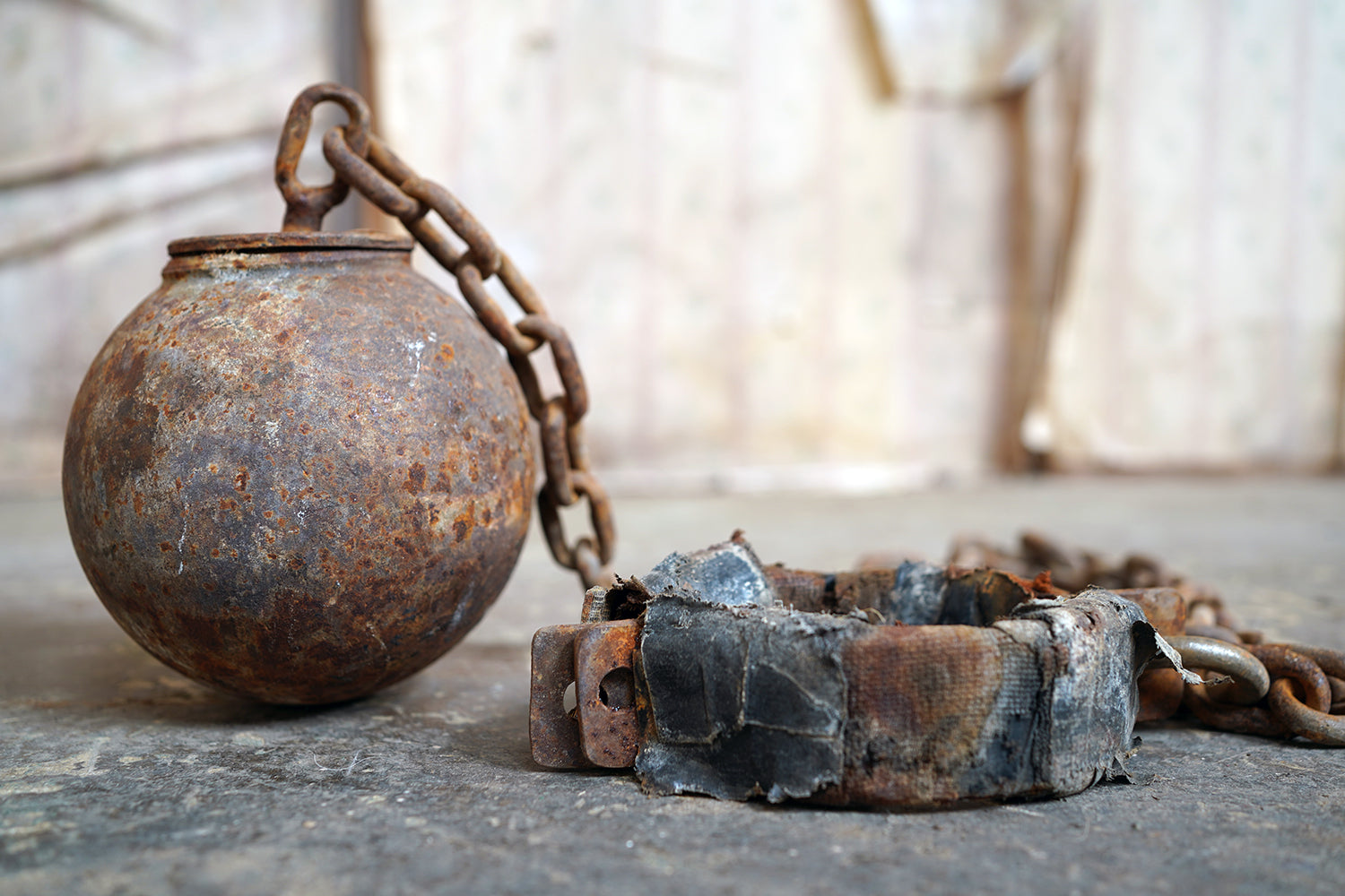 A c.1900 Convicts Iron Ball & Chain with Ankle Shackle