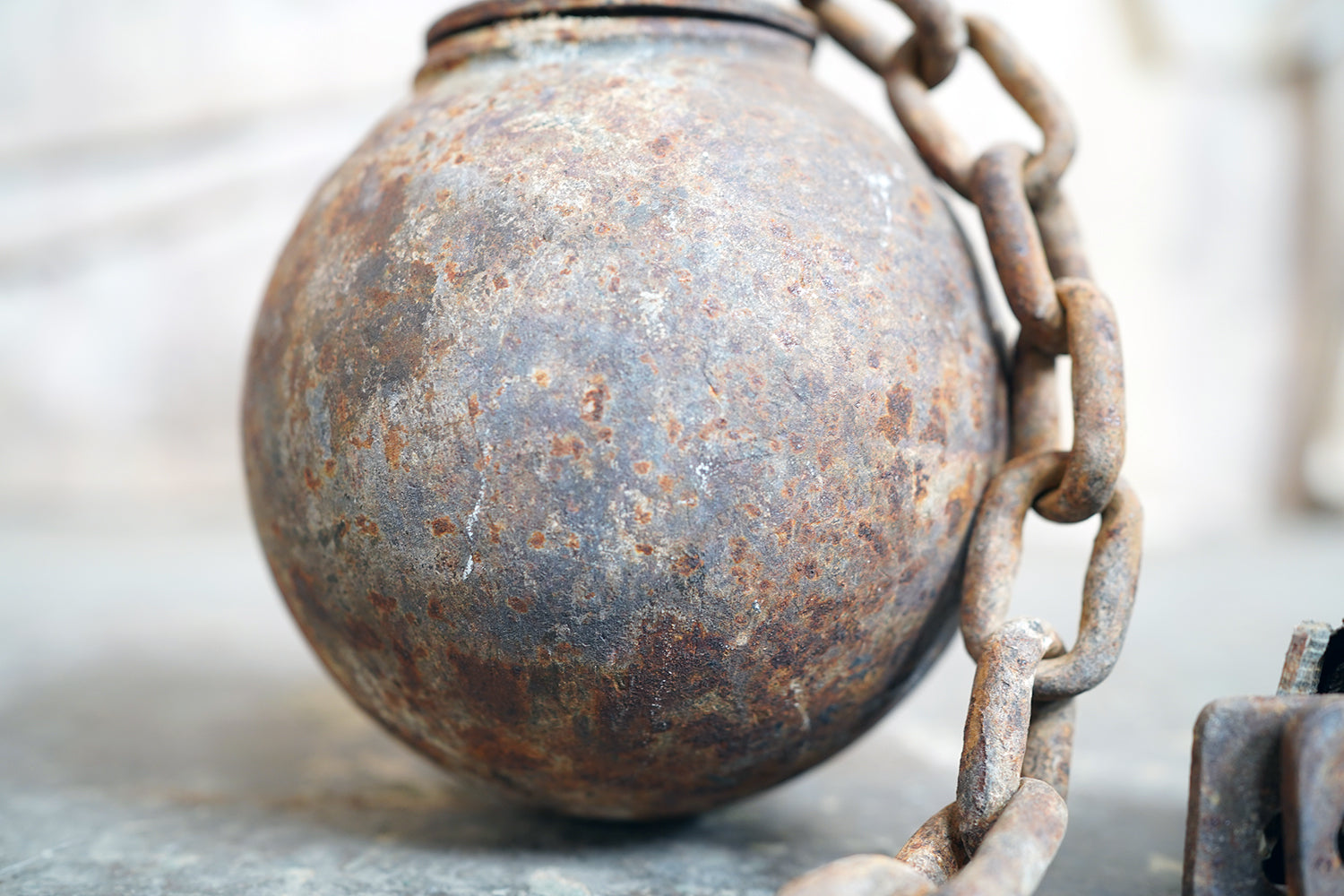 A c.1900 Convicts Iron Ball & Chain with Ankle Shackle