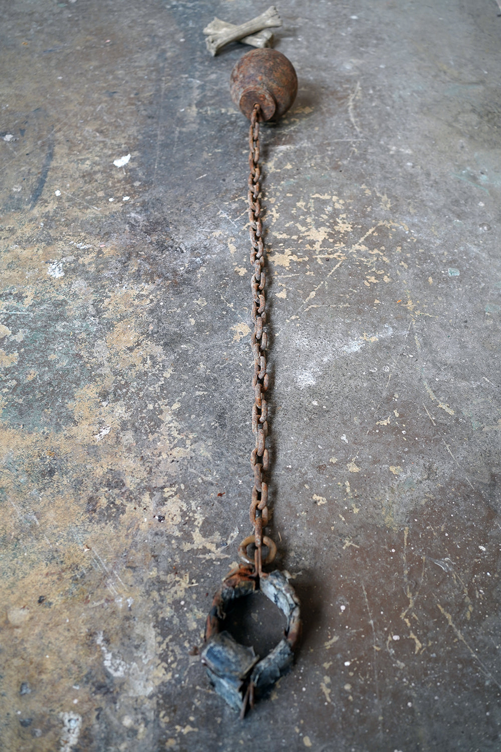A c.1900 Convicts Iron Ball & Chain with Ankle Shackle