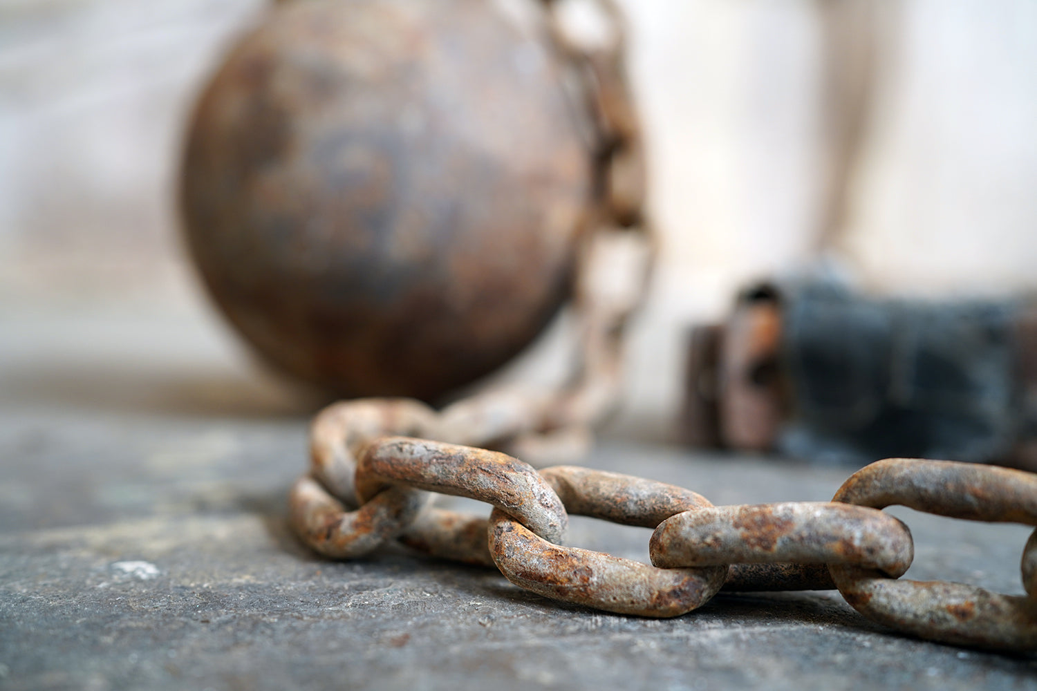 A c.1900 Convicts Iron Ball & Chain with Ankle Shackle