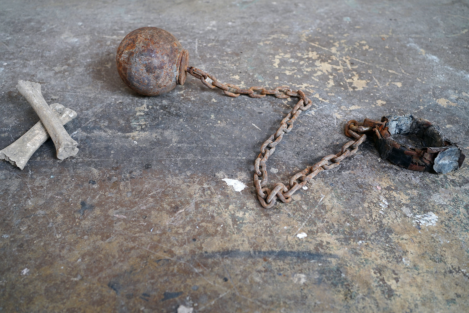 A c.1900 Convicts Iron Ball & Chain with Ankle Shackle