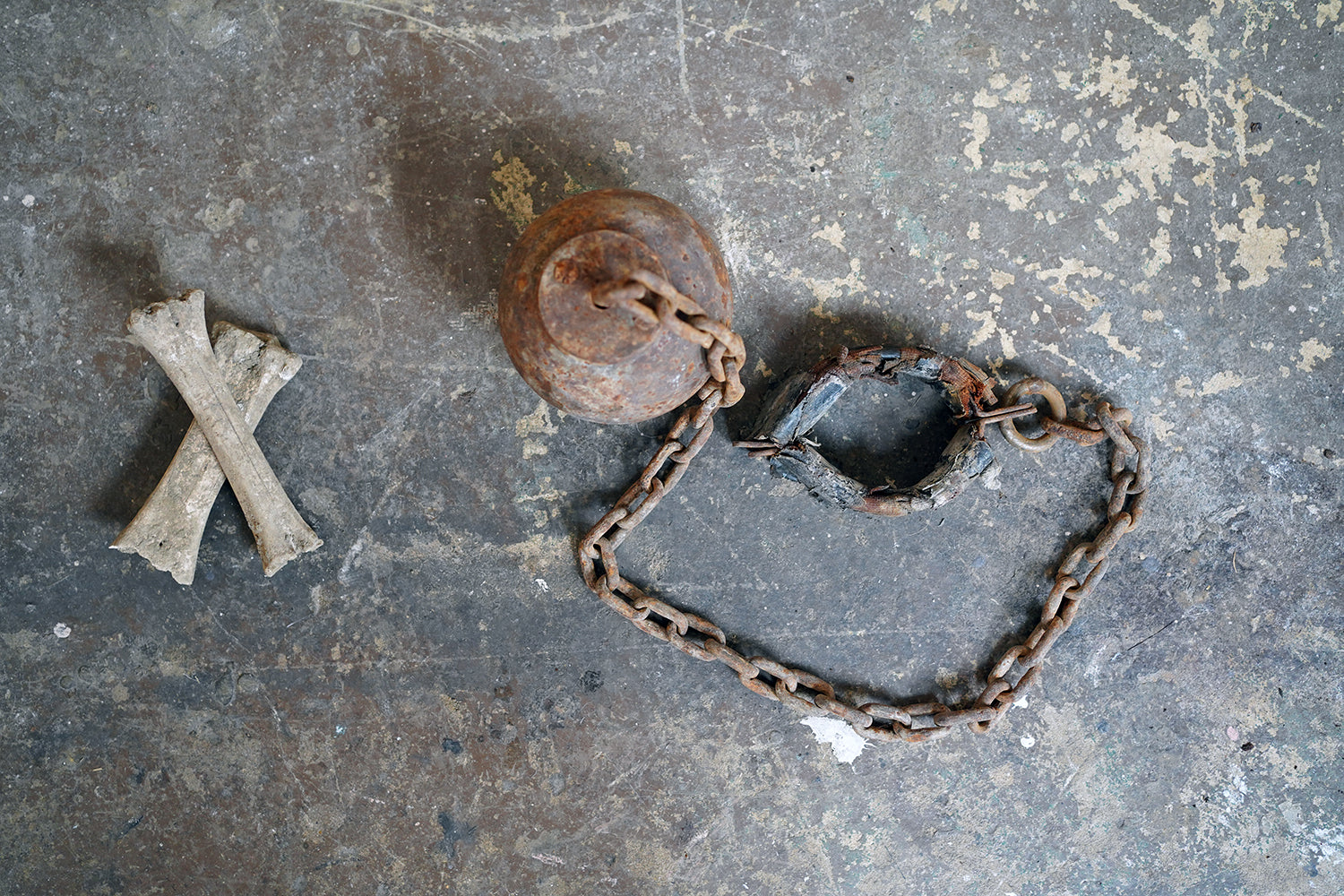 A c.1900 Convicts Iron Ball & Chain with Ankle Shackle