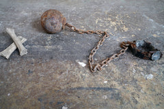 A c.1900 Convicts Iron Ball & Chain with Ankle Shackle