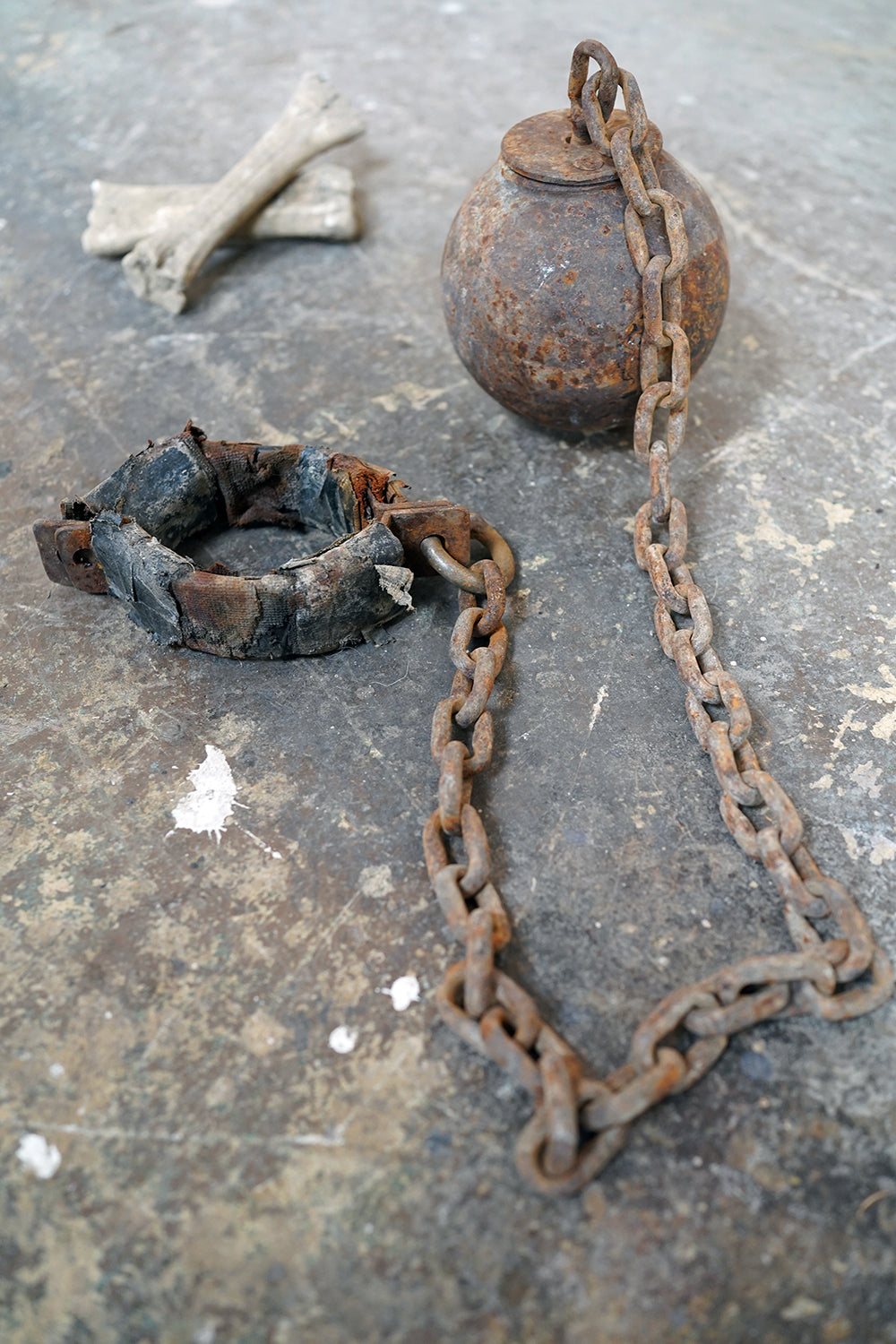 A c.1900 Convicts Iron Ball & Chain with Ankle Shackle