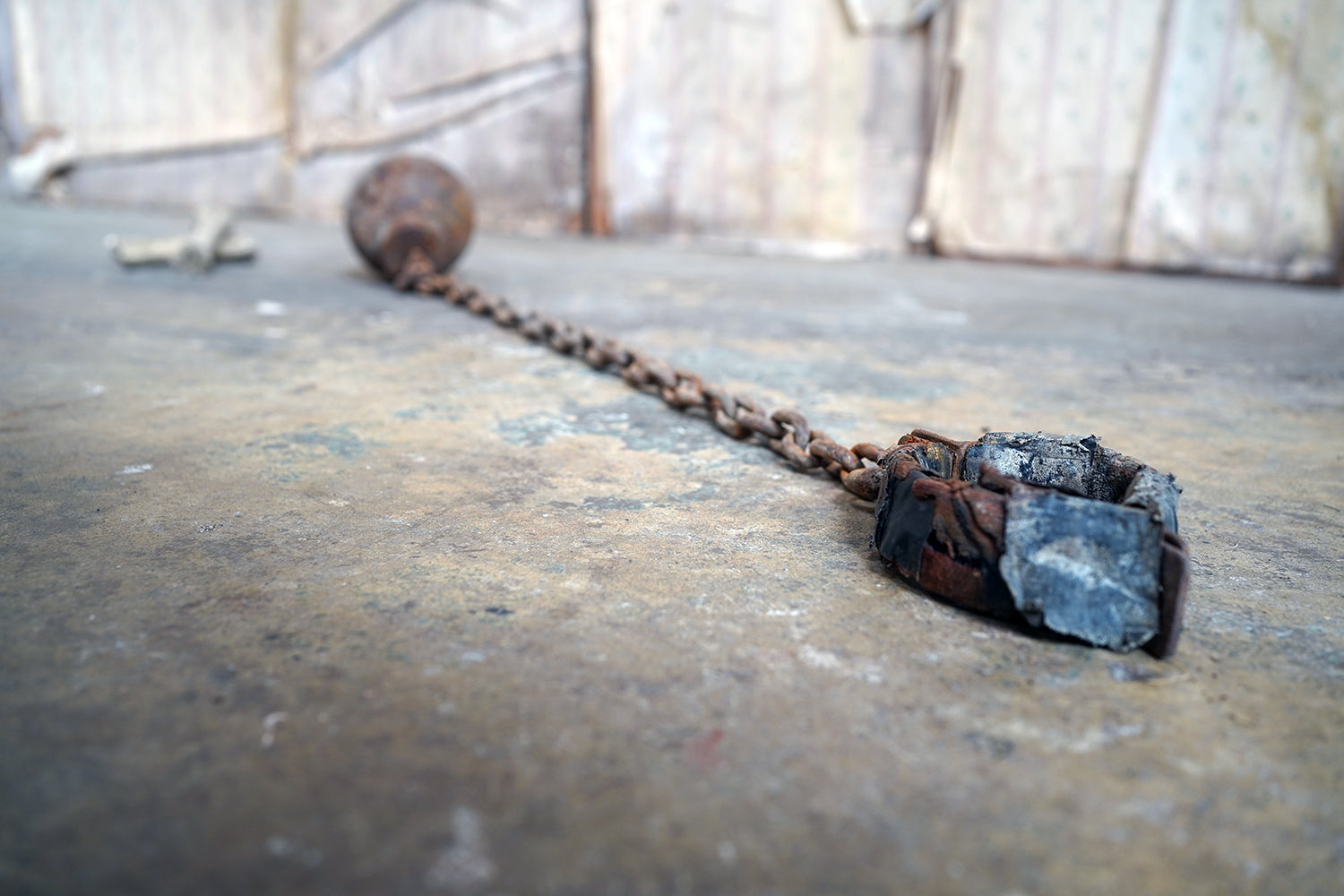 A c.1900 Convicts Iron Ball & Chain with Ankle Shackle