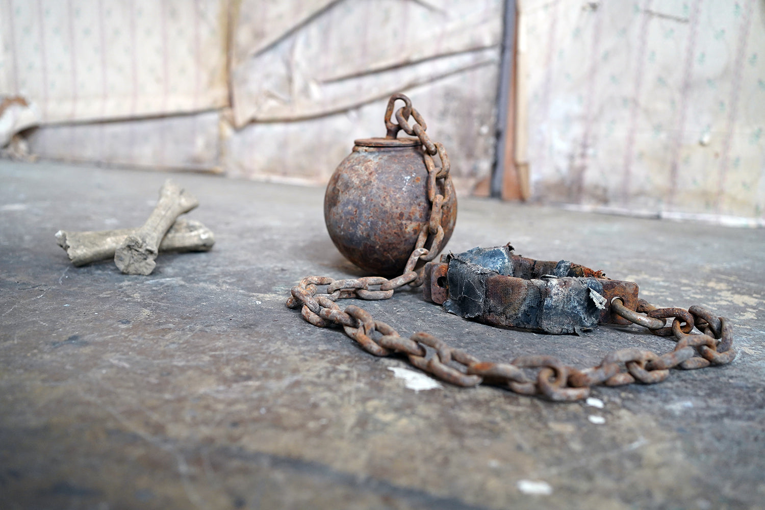 A c.1900 Convicts Iron Ball & Chain with Ankle Shackle