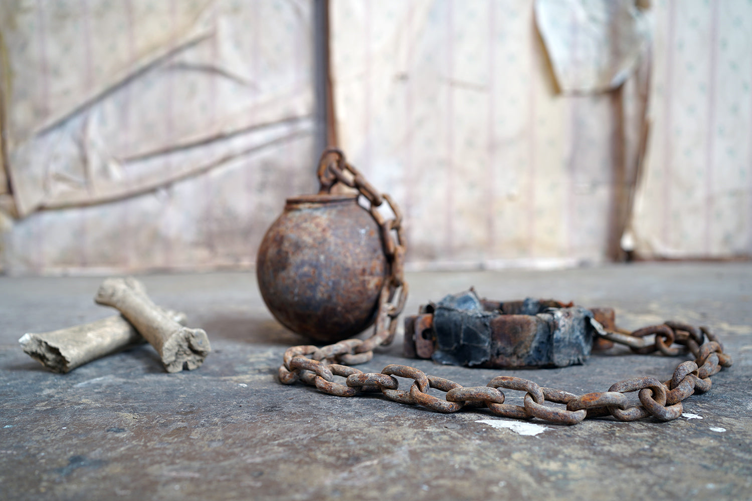 A c.1900 Convicts Iron Ball & Chain with Ankle Shackle