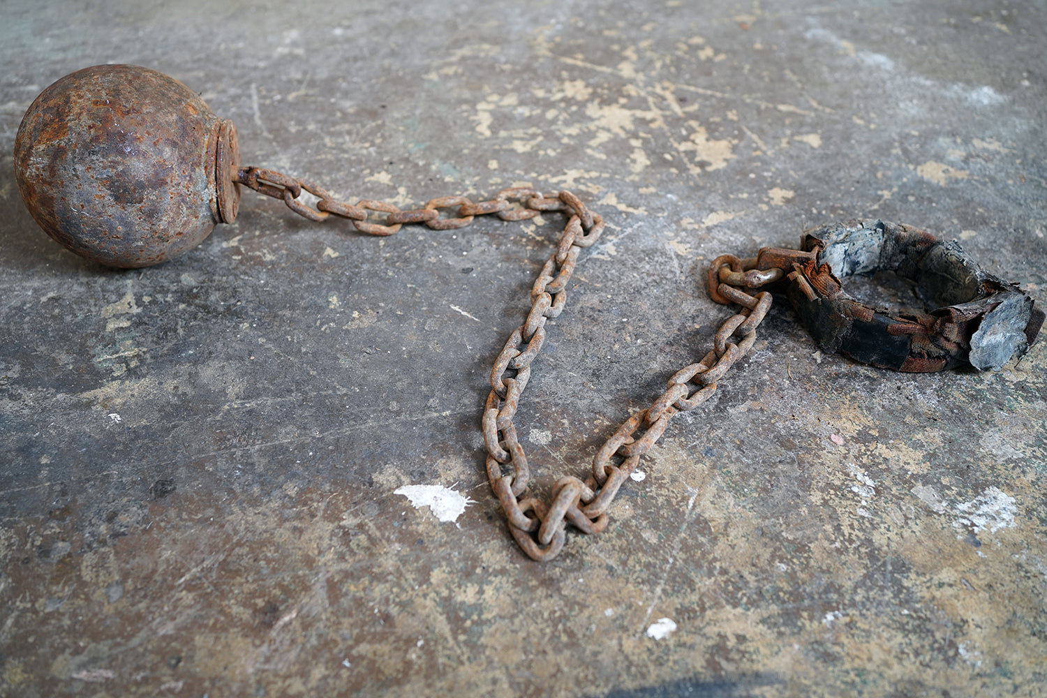 A c.1900 Convicts Iron Ball & Chain with Ankle Shackle