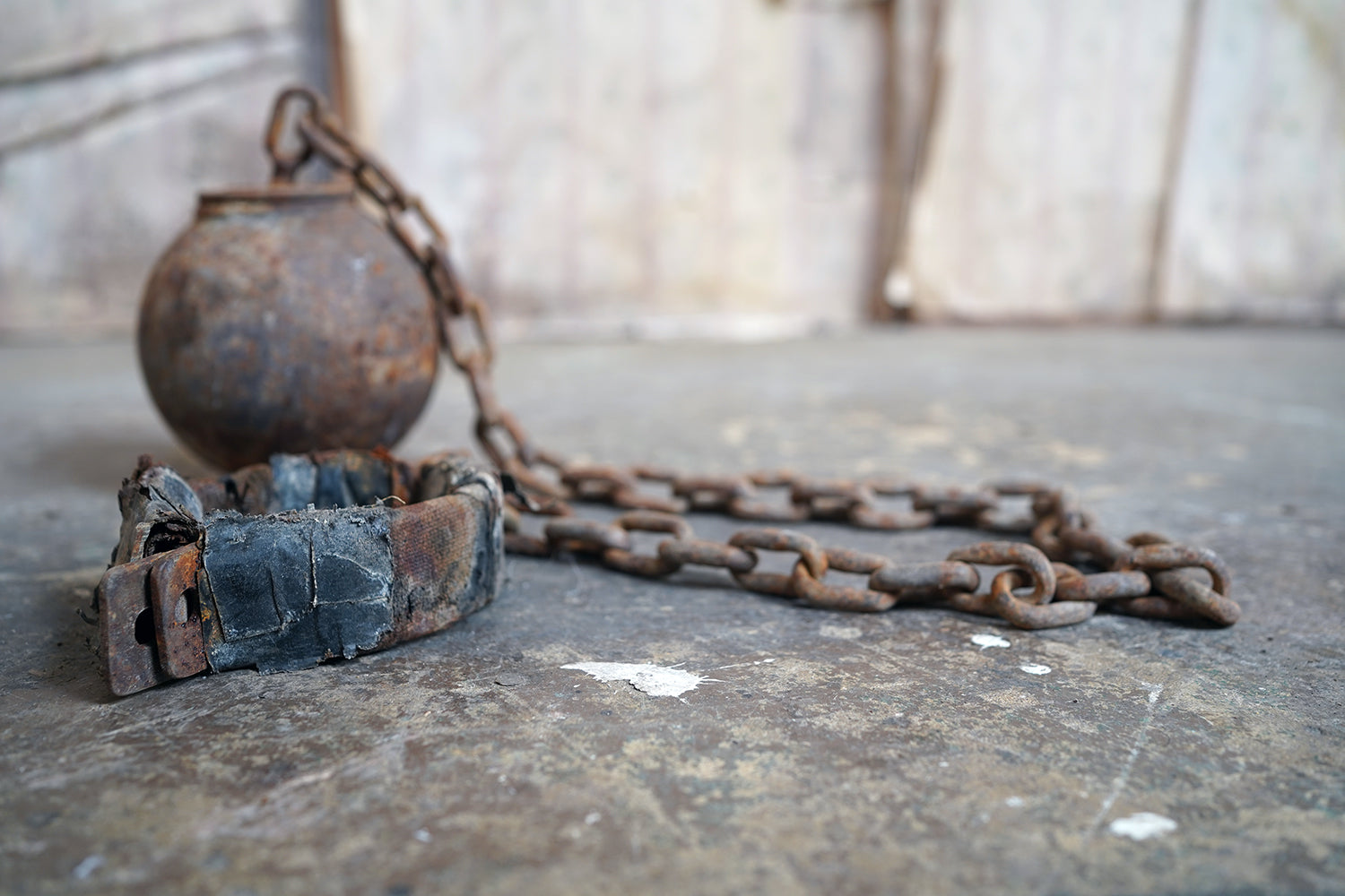 A c.1900 Convicts Iron Ball & Chain with Ankle Shackle