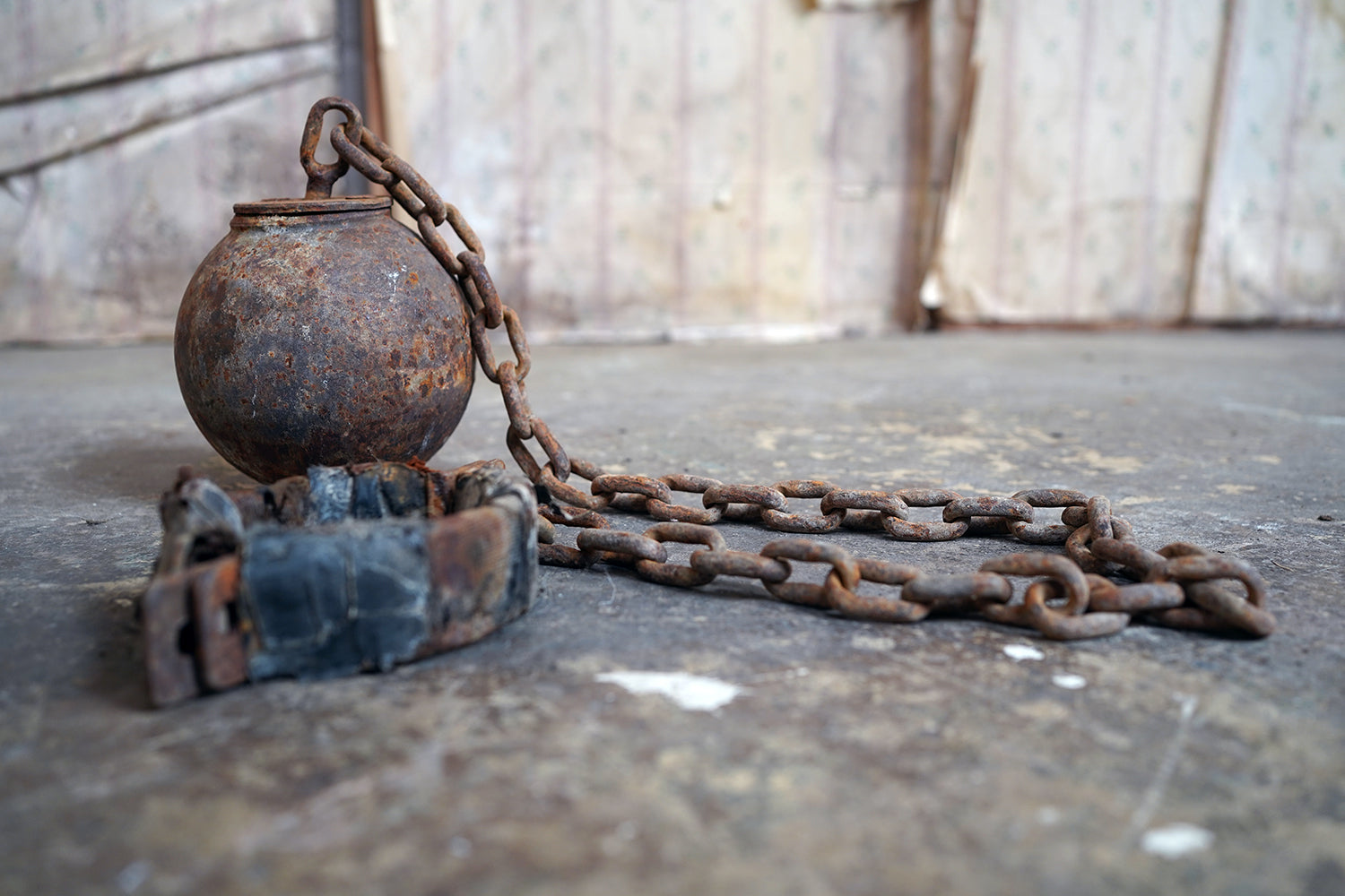 A c.1900 Convicts Iron Ball & Chain with Ankle Shackle