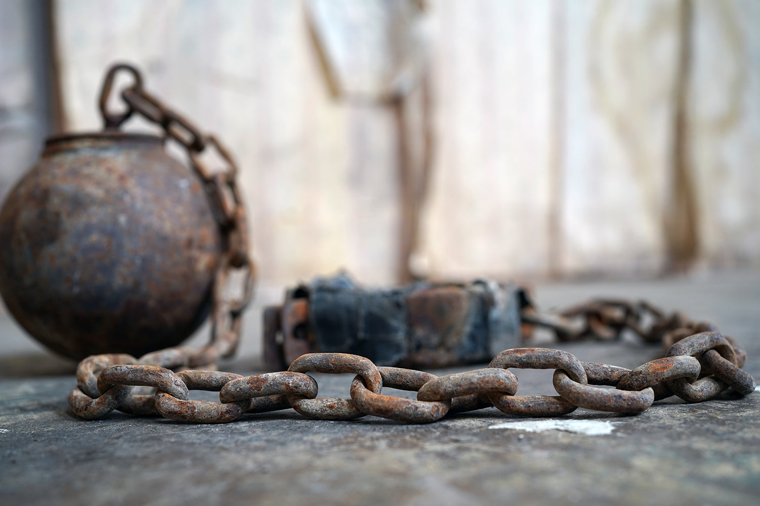 A c.1900 Convicts Iron Ball & Chain with Ankle Shackle