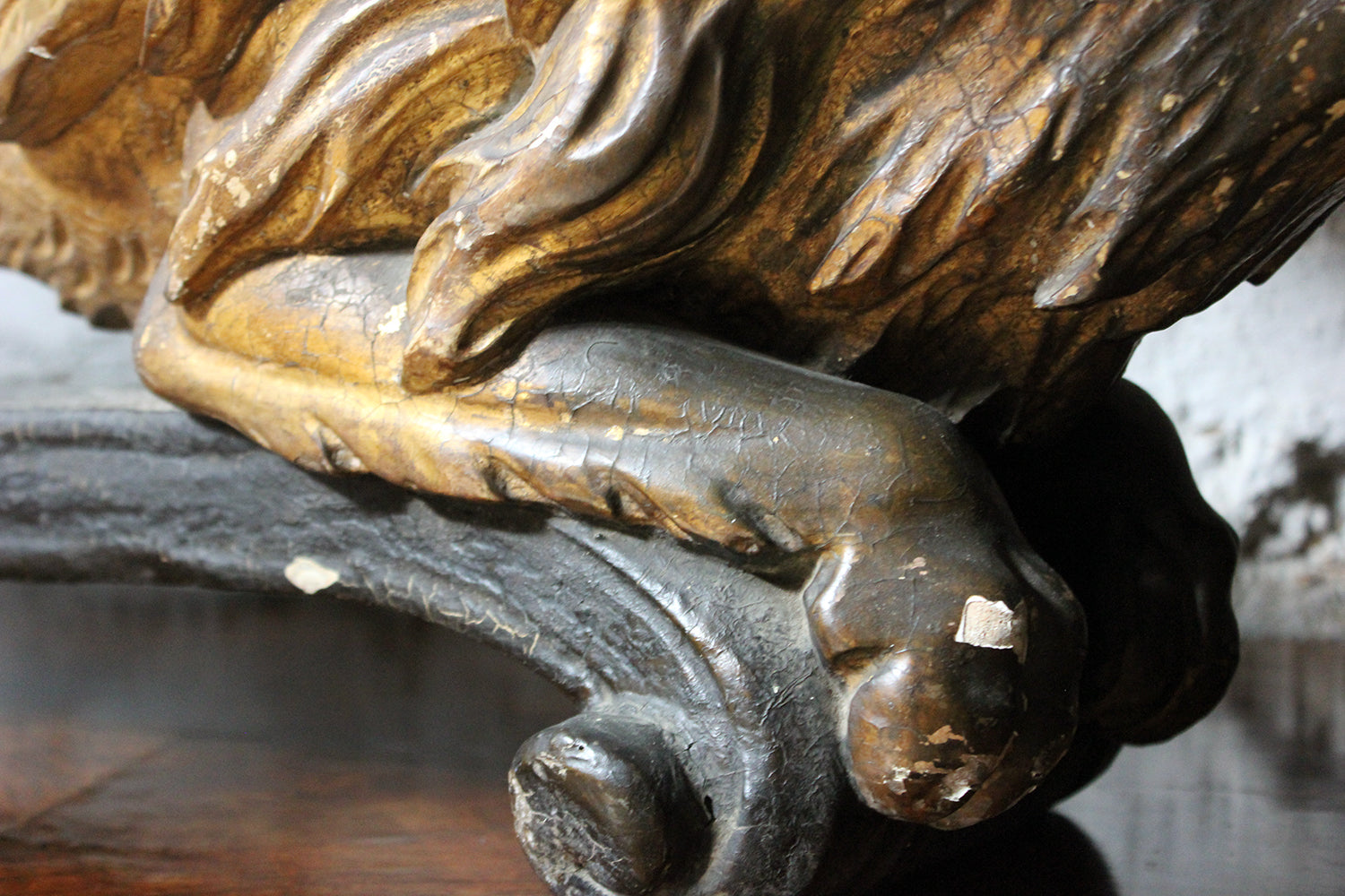 A c.1800 Carved Wood, Gesso & Parcel Gilt Heraldic Lion; The Cooper Penrose Estate, Ireland