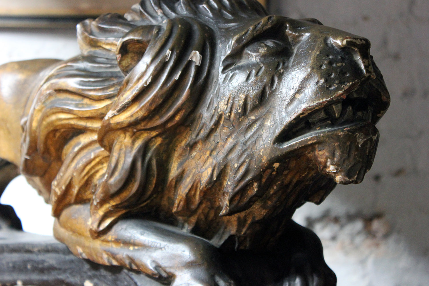 A c.1800 Carved Wood, Gesso & Parcel Gilt Heraldic Lion; The Cooper Penrose Estate, Ireland