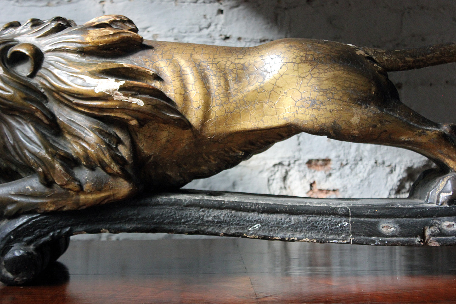 A c.1800 Carved Wood, Gesso & Parcel Gilt Heraldic Lion; The Cooper Penrose Estate, Ireland