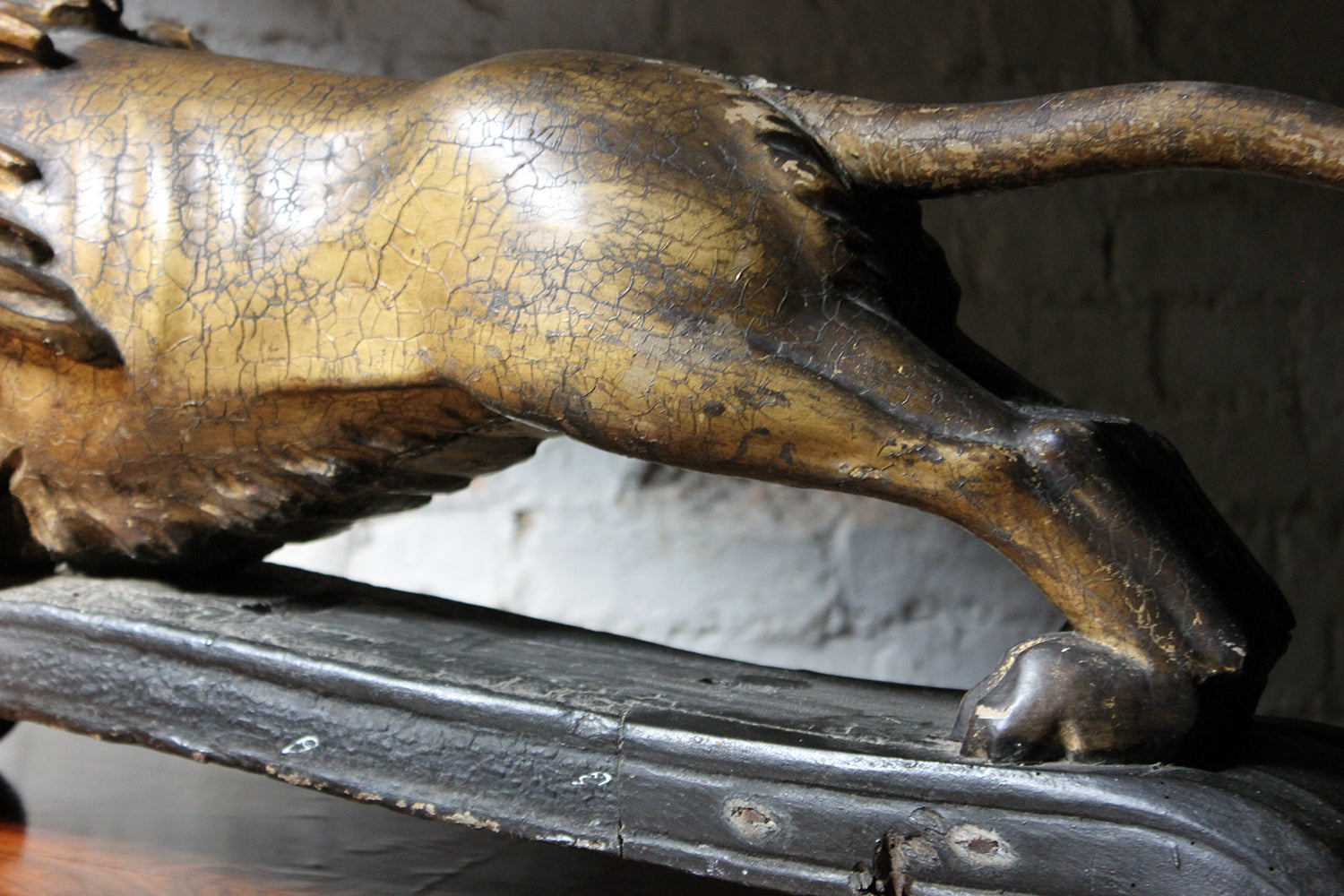A c.1800 Carved Wood, Gesso & Parcel Gilt Heraldic Lion; The Cooper Penrose Estate, Ireland