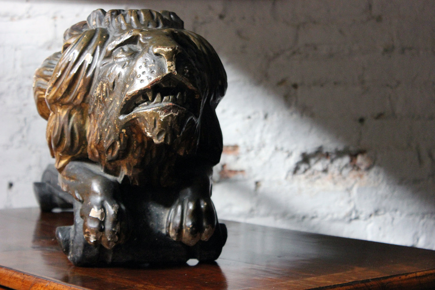 A c.1800 Carved Wood, Gesso & Parcel Gilt Heraldic Lion; The Cooper Penrose Estate, Ireland