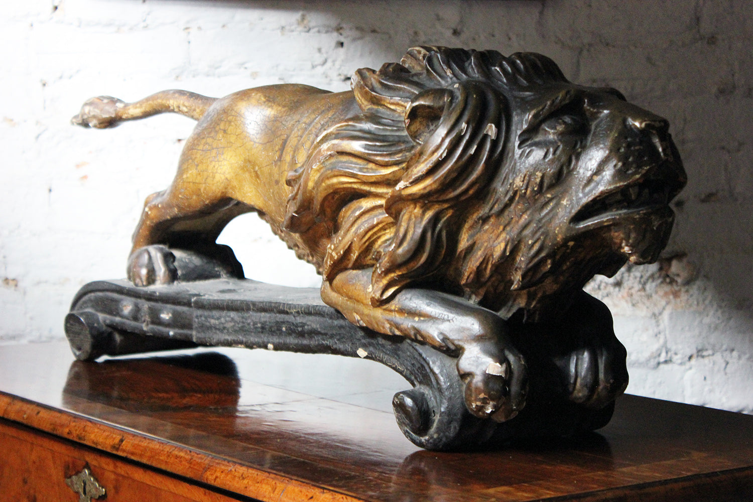 A c.1800 Carved Wood, Gesso & Parcel Gilt Heraldic Lion; The Cooper Penrose Estate, Ireland
