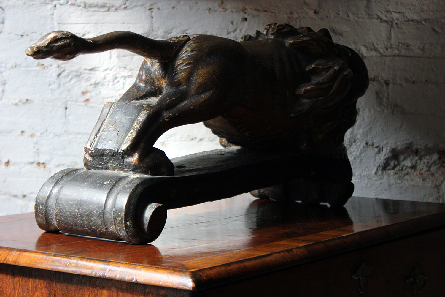 A c.1800 Carved Wood, Gesso & Parcel Gilt Heraldic Lion; The Cooper Penrose Estate, Ireland