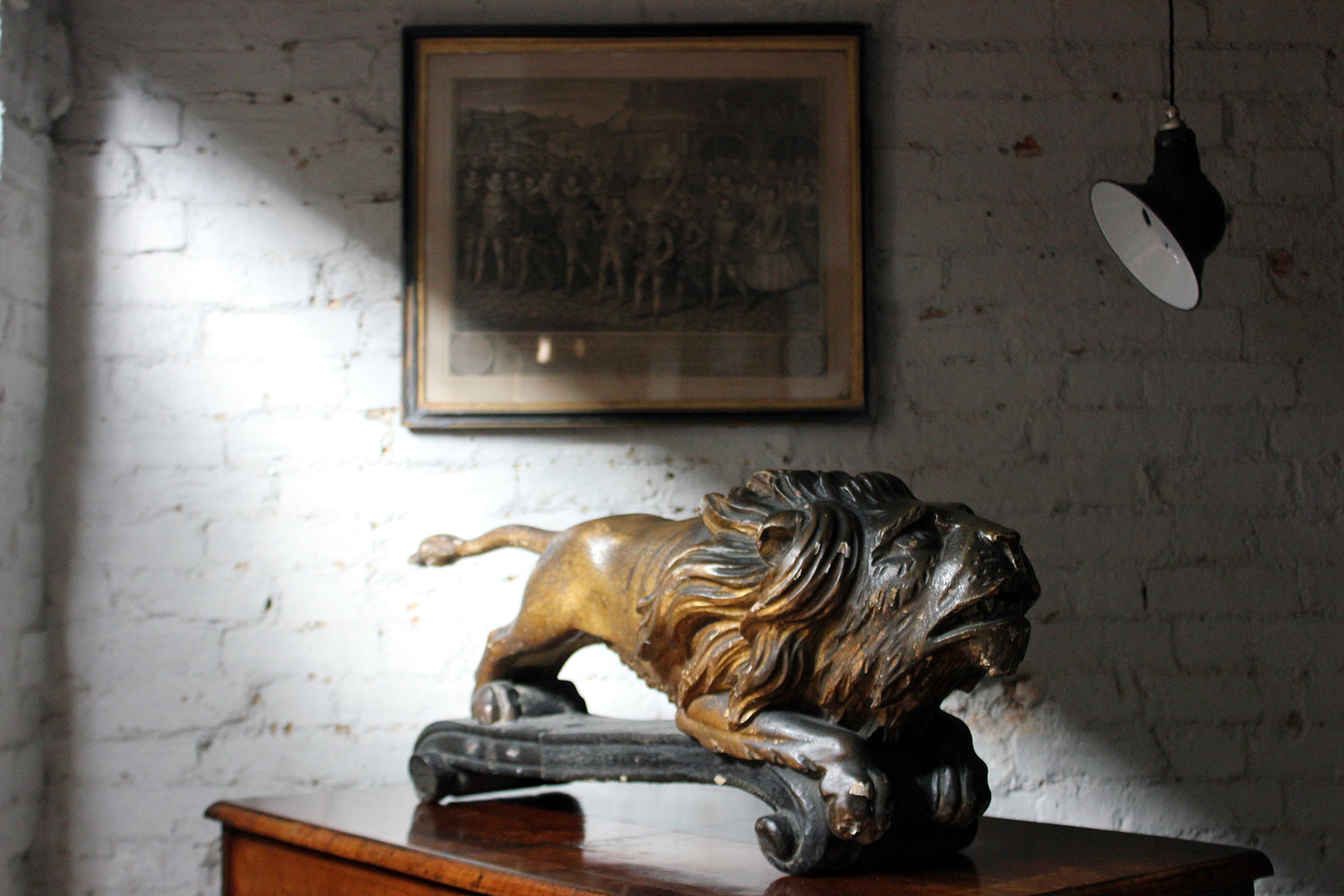 A c.1800 Carved Wood, Gesso & Parcel Gilt Heraldic Lion; The Cooper Penrose Estate, Ireland
