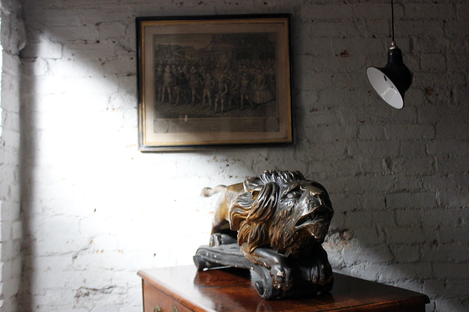 A c.1800 Carved Wood, Gesso & Parcel Gilt Heraldic Lion; The Cooper Penrose Estate, Ireland