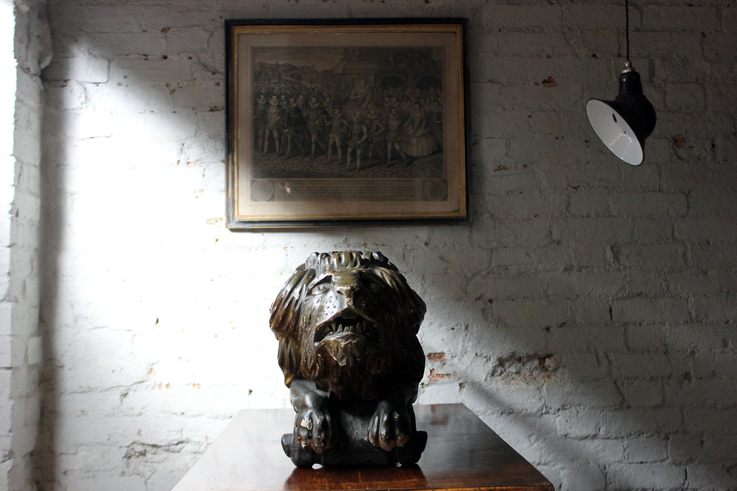 A c.1800 Carved Wood, Gesso & Parcel Gilt Heraldic Lion; The Cooper Penrose Estate, Ireland