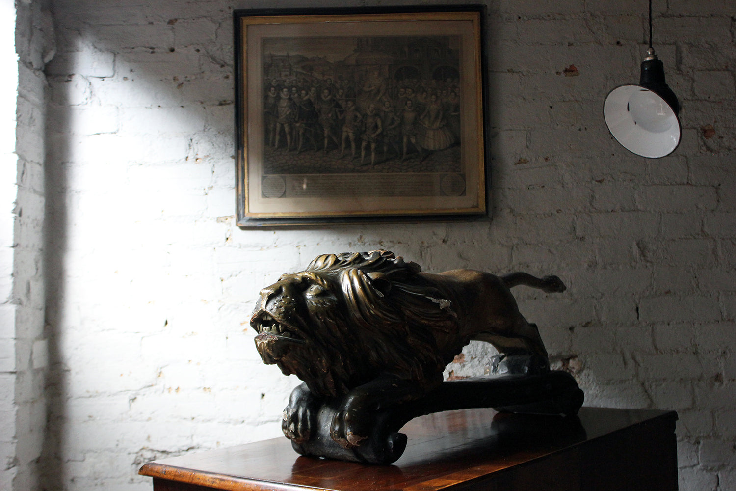 A c.1800 Carved Wood, Gesso & Parcel Gilt Heraldic Lion; The Cooper Penrose Estate, Ireland